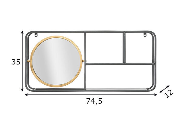 Seinapeegel riiuliga A2A Circle 74.5x35 cm, hall/kuldne цена и информация | Peeglid | hansapost.ee