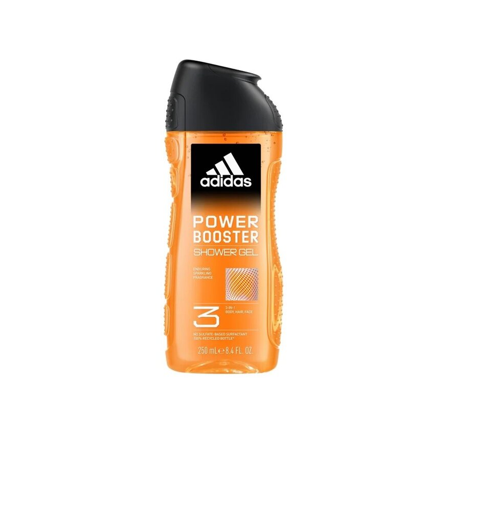 Dušigeel meestele Adidas Power Booster Shower Gel 3in1, 250 ml цена и информация | Dušigeelid, õlid | hansapost.ee