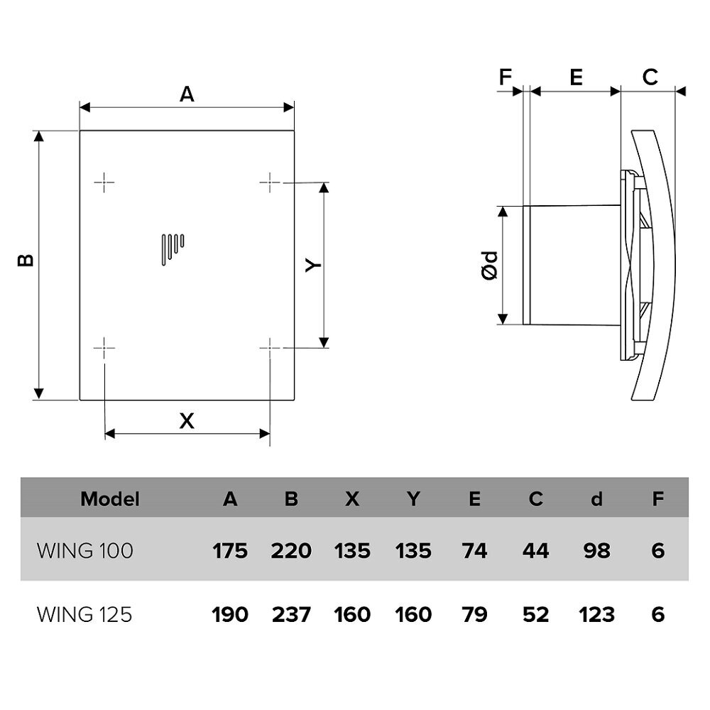 Vannitoa väljalaskeventilaator Vlano WING TH hind ja info | Vannitoa ventilaatorid | hansapost.ee