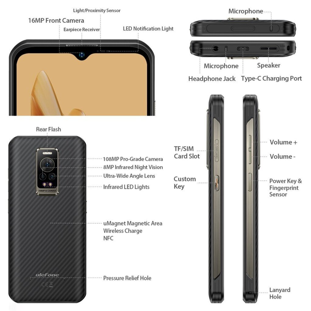 Ulefone Armor 17 Pro, 256 GB, Dual SIM, Black hind ja info | Telefonid | hansapost.ee