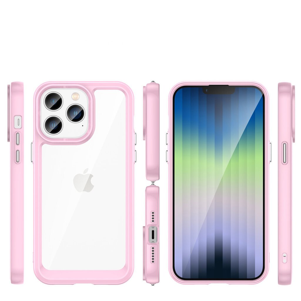 Telefoniümbris Outer Space Case iPhone 14 Pro hard cover with a gel frame pink, roosa цена и информация | Telefonide kaitsekaaned ja -ümbrised | hansapost.ee