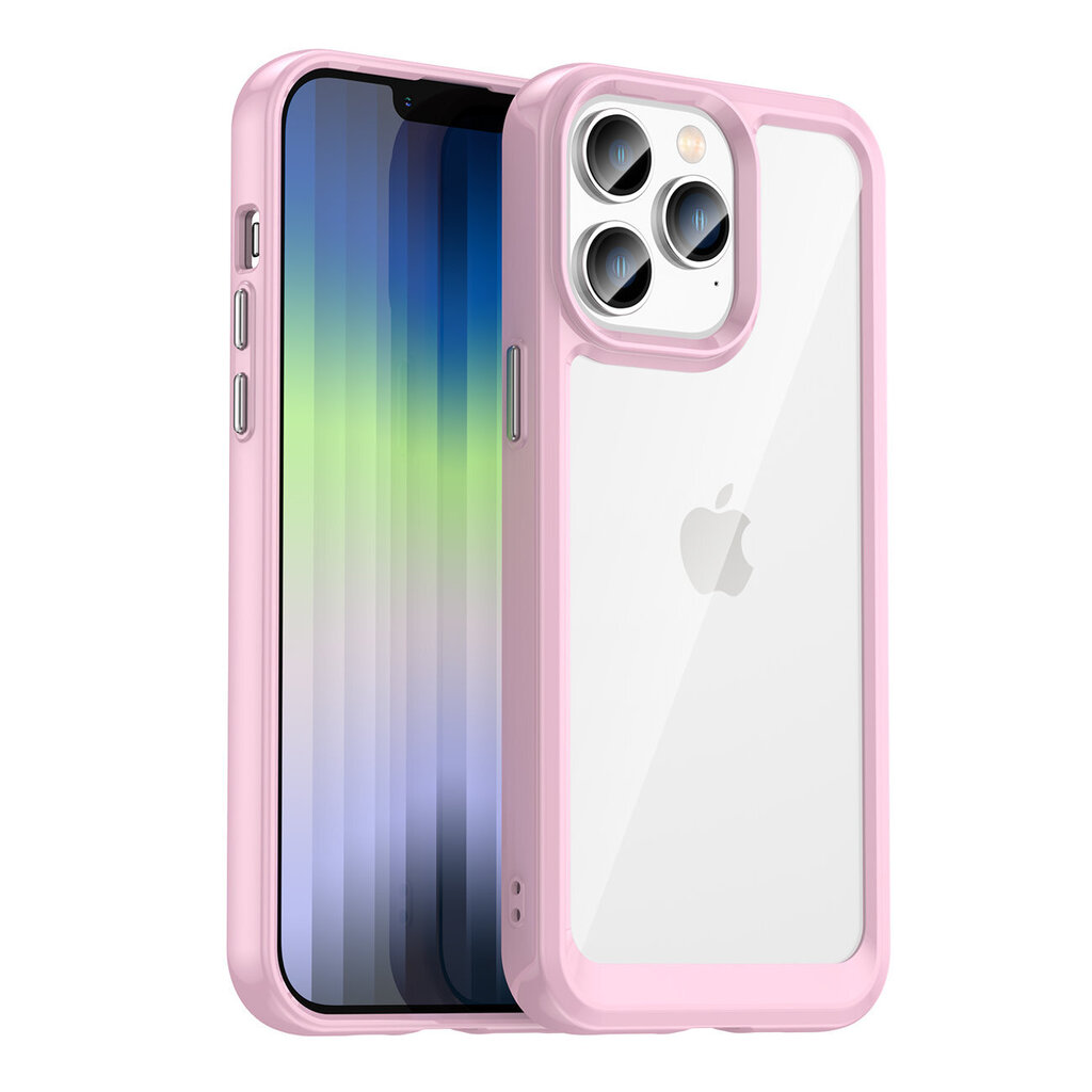 Telefoniümbris Outer Space Case iPhone 14 Pro hard cover with a gel frame pink, roosa цена и информация | Telefonide kaitsekaaned ja -ümbrised | hansapost.ee