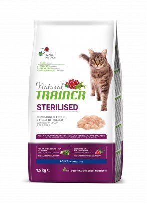 Kuivtoit Trainer Natural Cat WH MEAT steriliseeritud kassidele valge lihaga 1,5kg цена и информация | Kassi kuivtoit ja kassikrõbinad | hansapost.ee