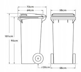 Prügikonteiner, 240 L hind ja info | Prügikonteinerid ja kompostrid | hansapost.ee