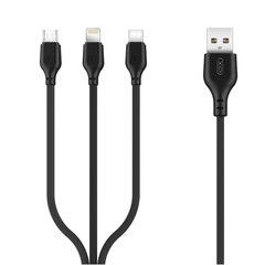 XO cable NB103 3in1 USB - Lightning + USB-C + microUSB 1,0 m 2,1A black hind ja info | Mobiiltelefonide kaablid | hansapost.ee