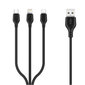 XO cable NB103 3in1 USB - Lightning + USB-C + microUSB 1,0 m 2,1A black hind ja info | Mobiiltelefonide kaablid | hansapost.ee