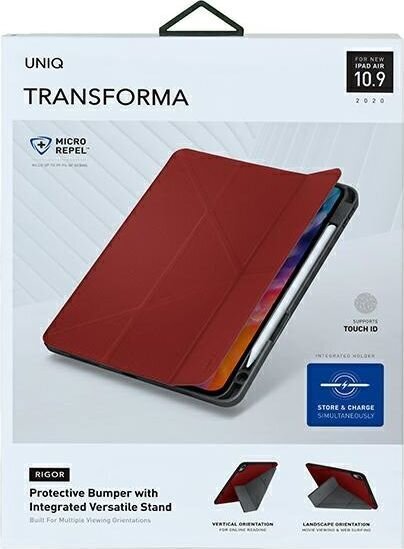 UNIQ etui Transforma Rigor iPad Air 10,9 (2020) czerwony/coral red Atnimicrobial цена и информация | Tahvelarvuti ümbrised ja kaaned | hansapost.ee