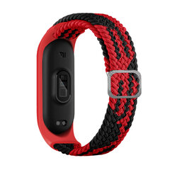 Strap Fabric replacement band strap for Xiaomi Mi Band 6 / 5 / 4 / 3 braided cloth bracelet red-black (Red || Black) hind ja info | Nutikellade aksessuaarid ja tarvikud | hansapost.ee