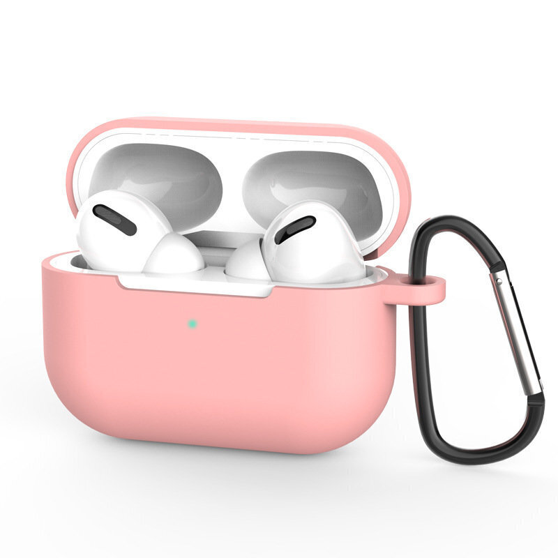 Case for AirPods Pro silicone soft case for headphones + keychain carabiner pendant pink (case D) (Pink) цена и информация | Kõrvaklappide tarvikud | hansapost.ee