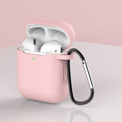 Case for AirPods 2 / AirPods 1 silicone soft case for headphones + keychain carabiner pendant pink (case D) (Pink) hind ja info | Kõrvaklapid | hansapost.ee