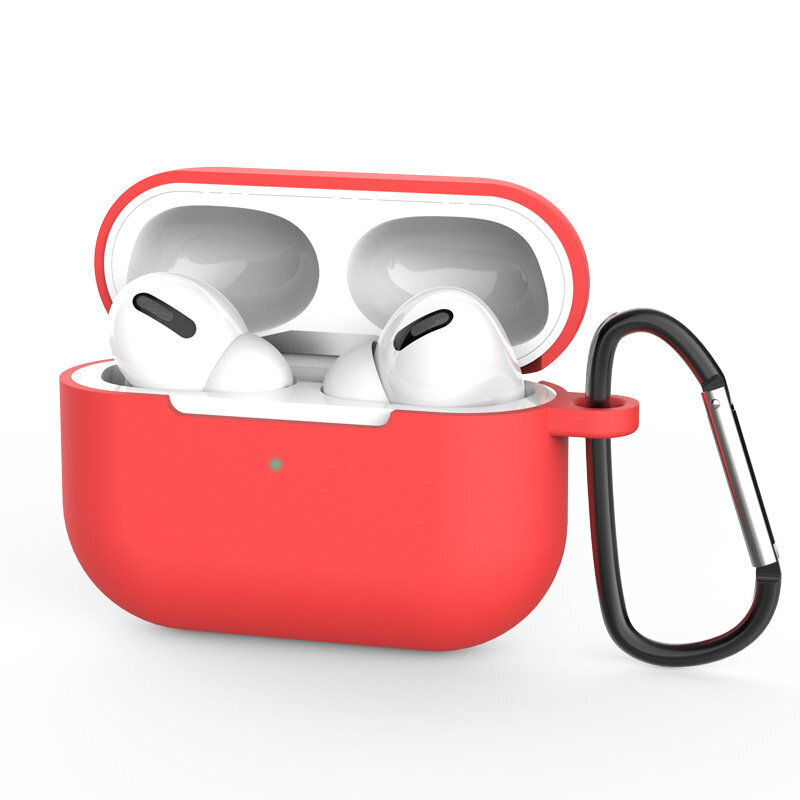 Case for AirPods Pro silicone soft case for headphones + keychain carabiner pendant red (case D) (Red) цена и информация | Kõrvaklappide tarvikud | hansapost.ee