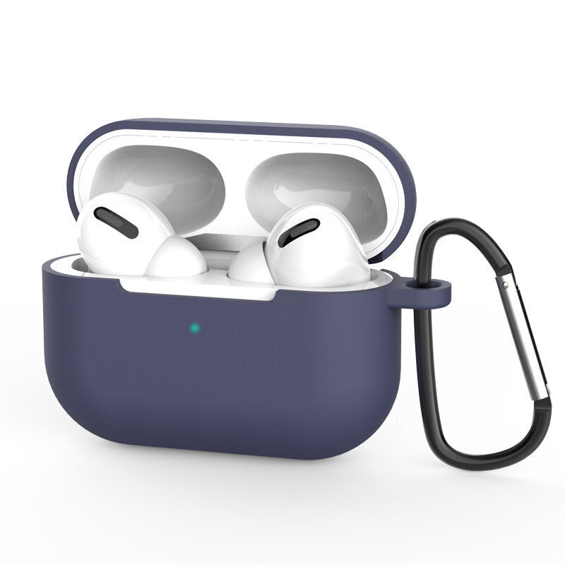 Case for AirPods Pro silicone soft case for headphones + keychain carabiner pendant blue (case D) (Light blue || Blue) цена и информация | Kõrvaklappide tarvikud | hansapost.ee