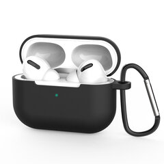 Case for AirPods Pro silicone soft case for headphones + keychain carabiner pendant black (case D) (Black) hind ja info | Kõrvaklapid | hansapost.ee