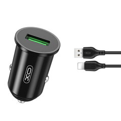 XO car charger TZ12 QC 3.0 18W 1x USB black + Lightning cable hind ja info | Laadijad mobiiltelefonidele | hansapost.ee