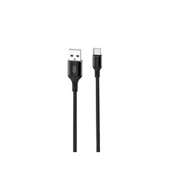 XO NB143 Прочный TPE Универсальный USB на USB-C (Type-C) Кабель 2m данных и быстрого заряда 2.4A Черный цена и информация | Кабели и провода | hansapost.ee