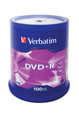 DVD Verbatim DVD+ R 4,7 ГБ, 100 шт. цена и информация | Виниловые пластинки, CD, DVD | hansapost.ee