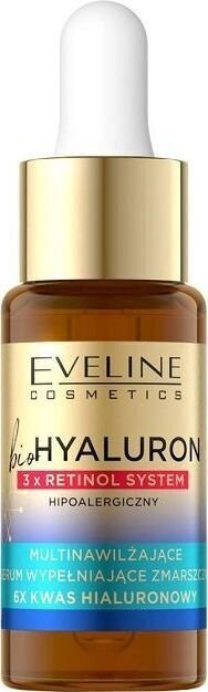 Kortsude vastane seerum Eveline Bio Hyaluron 3X Retinol Wrinkle Filling Serum, 18 ml цена и информация | Näoõlid, ampullid ja seerumid | hansapost.ee