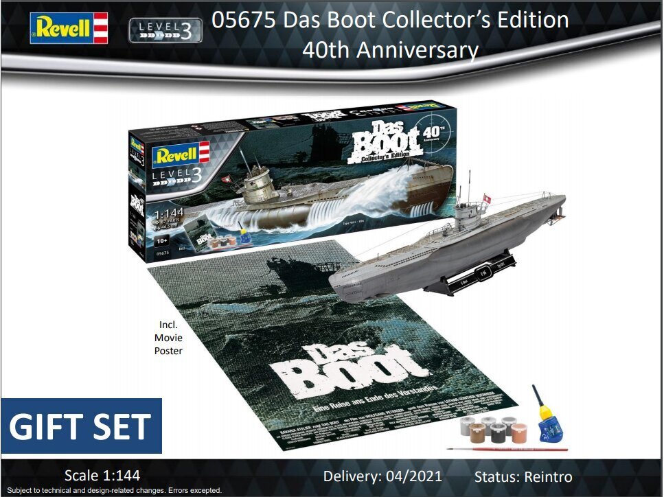 Revell - Das Boot U-Boot Typ VII C Collectors Edition, 1/144, 05675 цена и информация | Klotsid ja konstruktorid | hansapost.ee