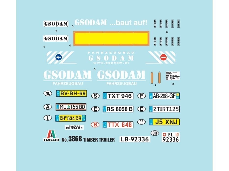 Italeri - Holzauflieger Timber Trailer, 1/24, 3868 hind ja info | Klotsid ja konstruktorid | hansapost.ee