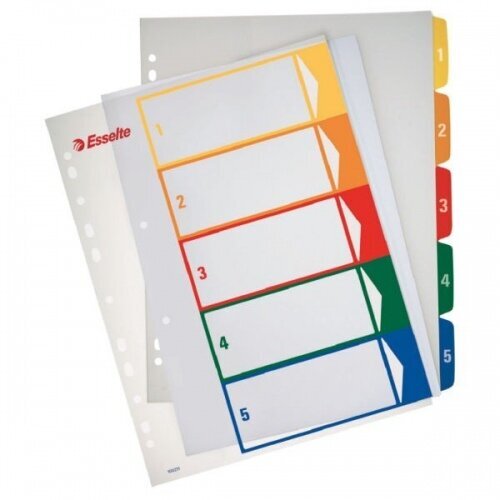 Vahelehted plastist ESSELTE, 1-5, värvilised, trükitavad, A4 + цена и информация | Vihikud, märkmikud ja paberikaubad | hansapost.ee