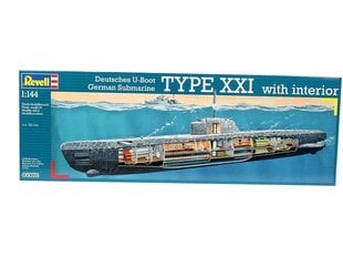Revell – Deutsches U-Boot/Saksa allveelaev Type XXI koos interjööriga, 1/144, 05078 hind ja info | Klotsid ja konstruktorid | hansapost.ee