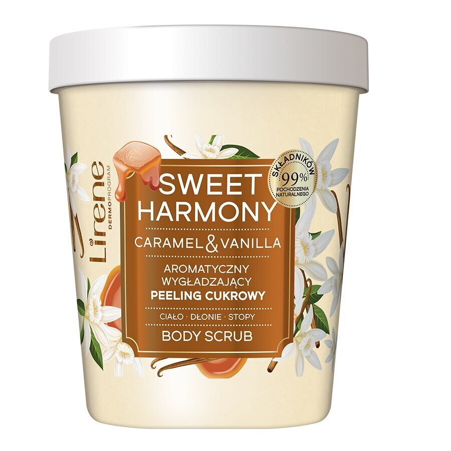 Aromaatne siluv suhkrukoorija Caramel and Vanilla Lirene Dermo Sweet Harmony Body Scrub, 200g цена и информация | Dušigeelid, õlid | hansapost.ee