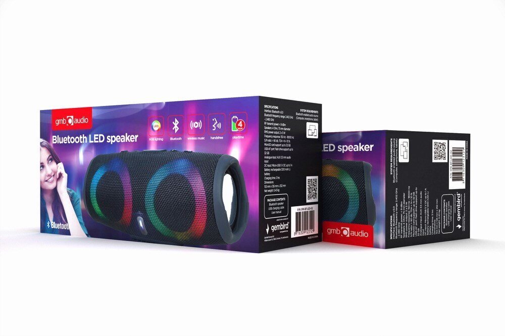 Skaļrunis Gembird Bluetooth LED Speaker Black цена и информация | Kõlarid | hansapost.ee