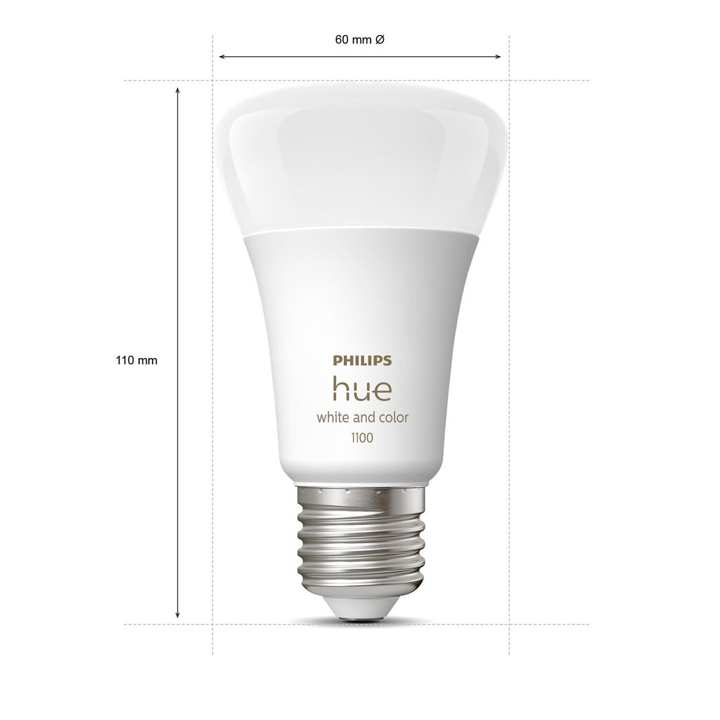 Philips Hue White and Color ambiance stardikomplekt 2x E27 1100lm A60 + sild + lüliti цена и информация | Lambipirnid ja LED-pirnid | hansapost.ee