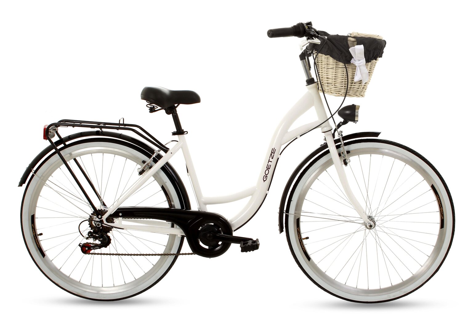 Jalgratas Goetze 28 6SP koos punutud korvi ja sisuga, valge hind ja info | Jalgrattad | hansapost.ee