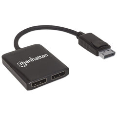 Разветвитель Manhattan DisplayPort (DP) 2-портовый разветвитель (DP), 1x2 UHD 4K*30 Гц с MST цена и информация | Адаптеры и USB-hub | hansapost.ee