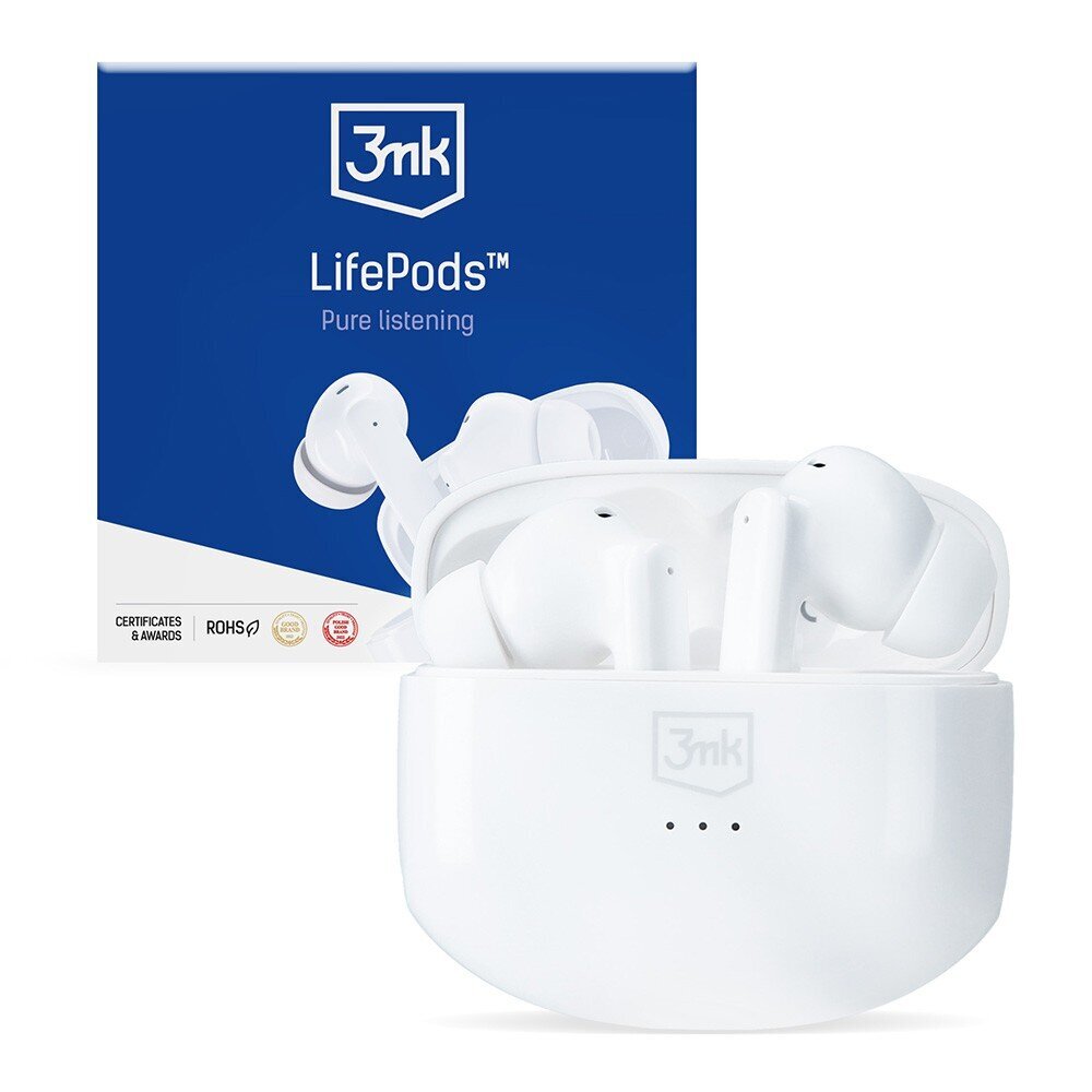 Juhtmevabad kõrvaklapid 3mk LifePods valge hind ja info | Kõrvaklapid | hansapost.ee