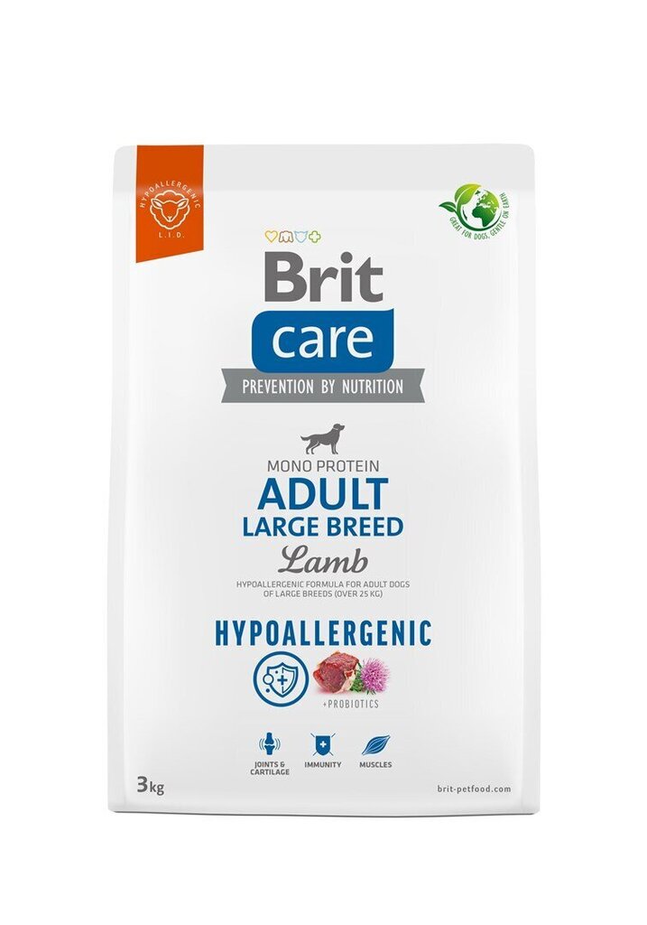Brit Care Hypoallergenic suurt tõugu koertele koos lambalihaga, 3 kg hind ja info | Koerte kuivtoit ja krõbinad | hansapost.ee