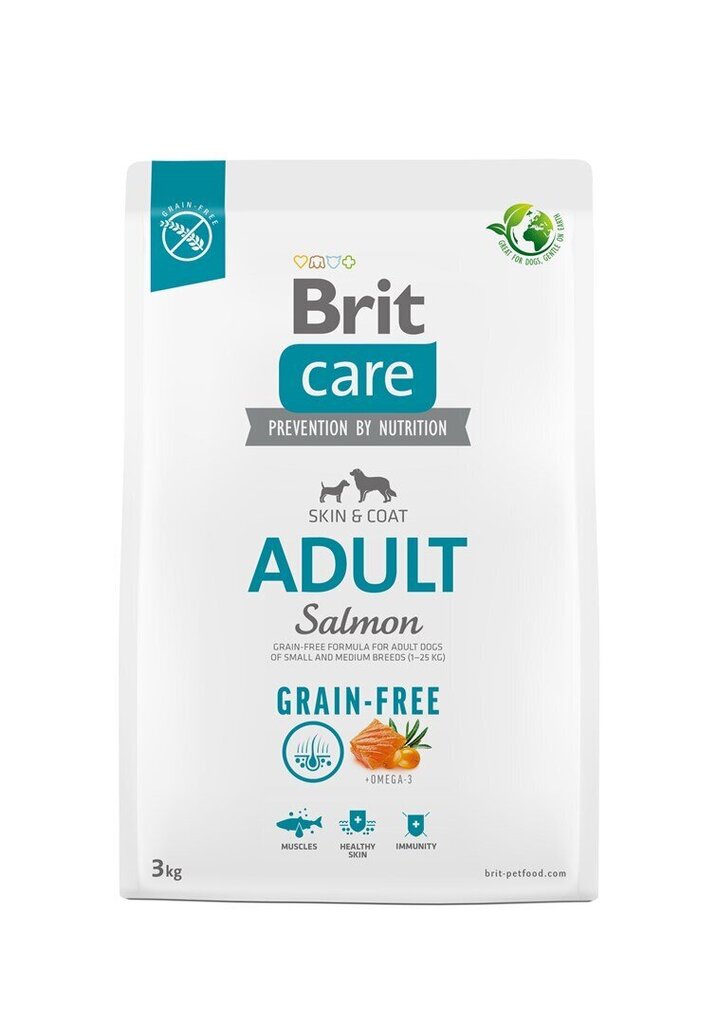 Brit Care Grain-Free Adult Salmon koeratoit 3kg цена и информация | Koerte kuivtoit ja krõbinad | hansapost.ee