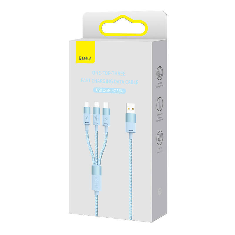 Baseus USB-C + Micro + Lightning 3,5A, 1.2m hind ja info | Mobiiltelefonide kaablid | hansapost.ee