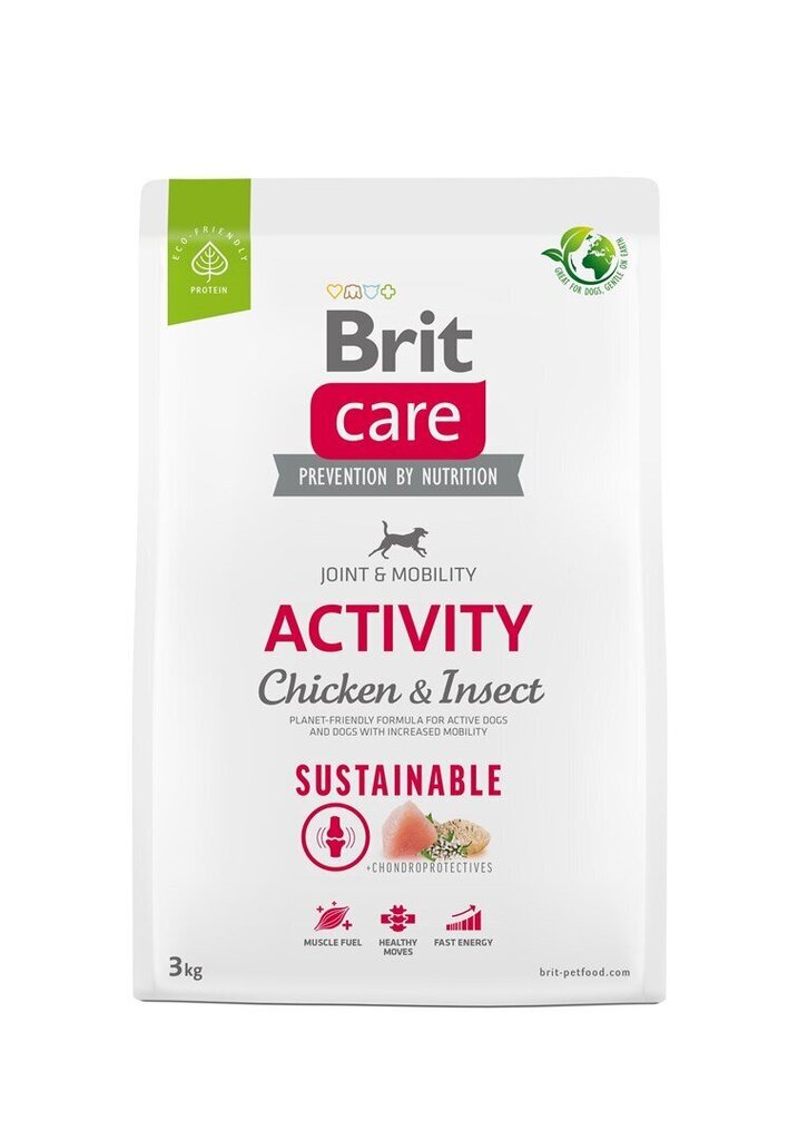 Brit Care Sustainable Activity Chicken&Insect koeratoit 3kg цена и информация | Koerte kuivtoit ja krõbinad | hansapost.ee