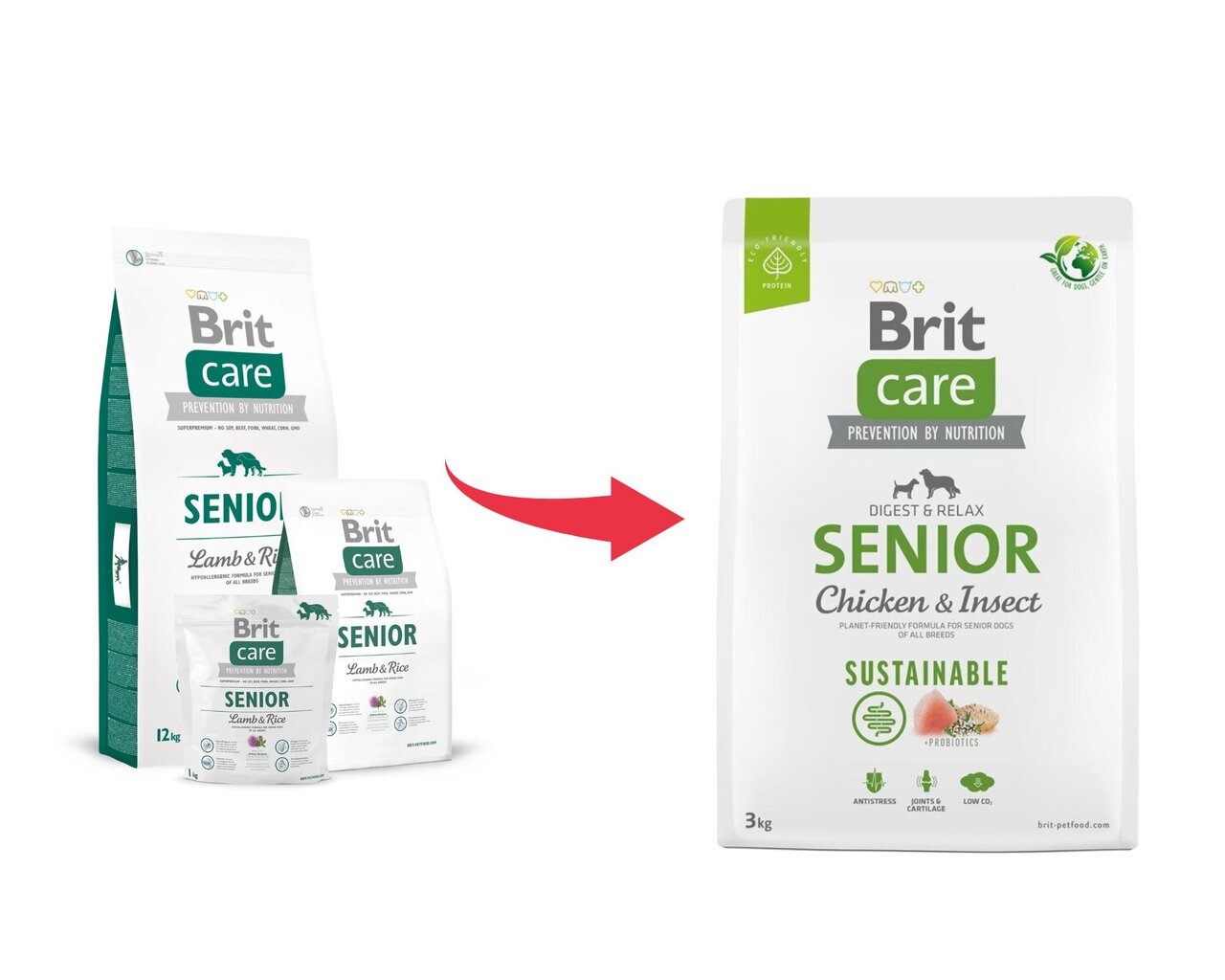 Brit Care Sustainable Senior Chicken&Insect koeratoit 3kg цена и информация | Koerte kuivtoit ja krõbinad | hansapost.ee