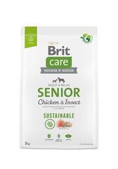 Brit Care Sustainable Senior Chicken&Insect koeratoit 3kg hind ja info | Koerte kuivtoit ja krõbinad | hansapost.ee