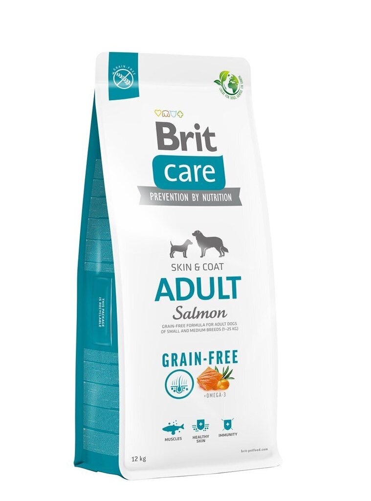 Brit Care Grain-Free Adult Salmon koeratoit 12kg цена и информация | Koerte kuivtoit ja krõbinad | hansapost.ee