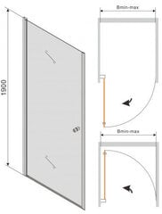 Душевые двери Mexen Pretoria grey, 70, 80, 90 см цена и информация | Душевые двери и стены | hansapost.ee