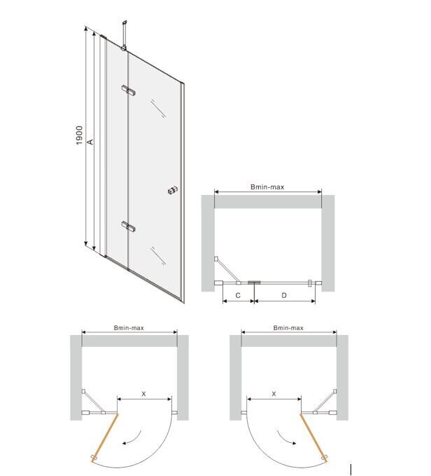 Dušiuks Mexen Roma 70,80,90,100,110,120 cm, black hind ja info | Dušiseinad ja dušiuksed | hansapost.ee