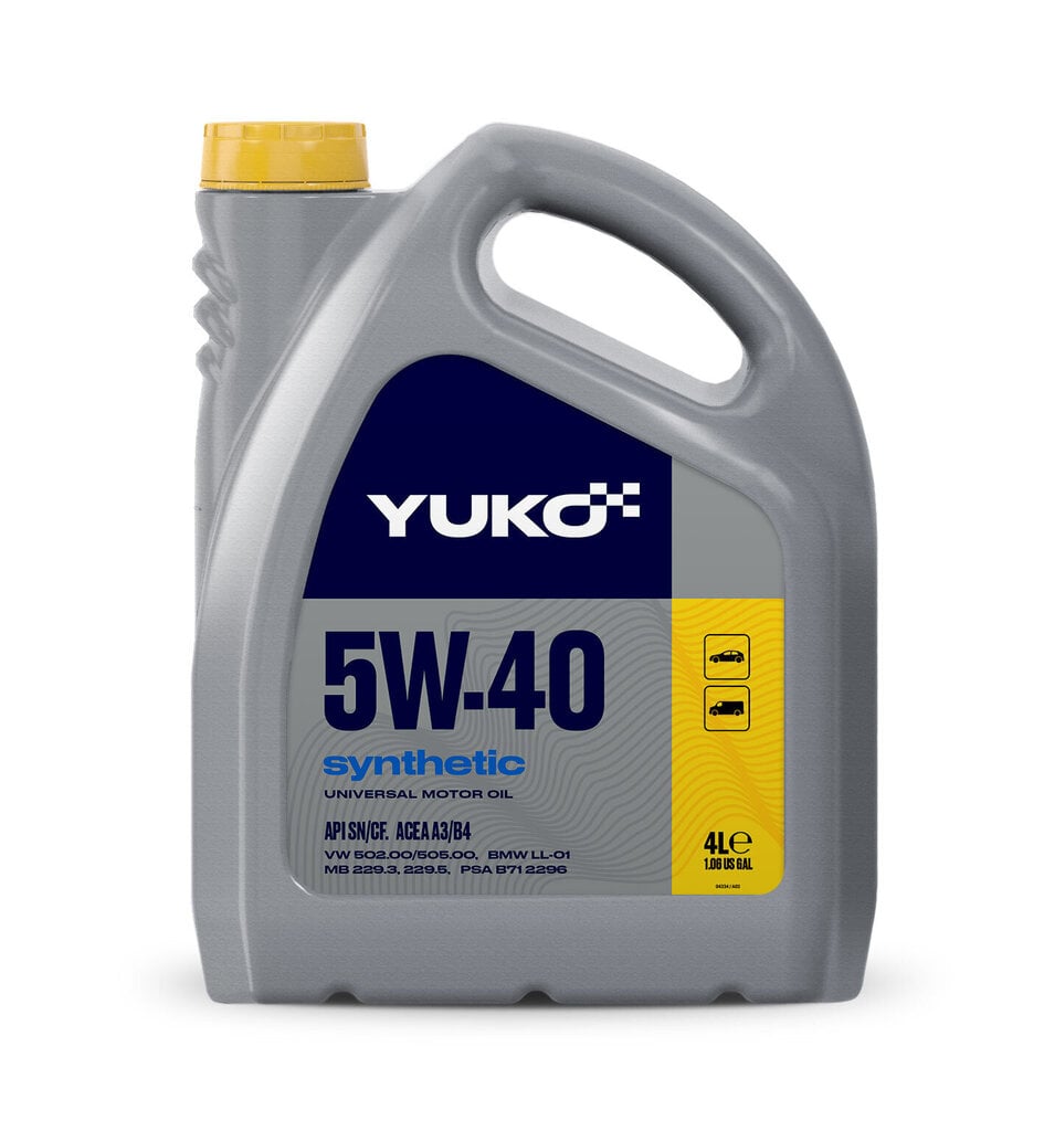 Yuko Synthetic sünteetiline mootoriõli, 5W-40, 5L цена и информация | Mootoriõlid | hansapost.ee