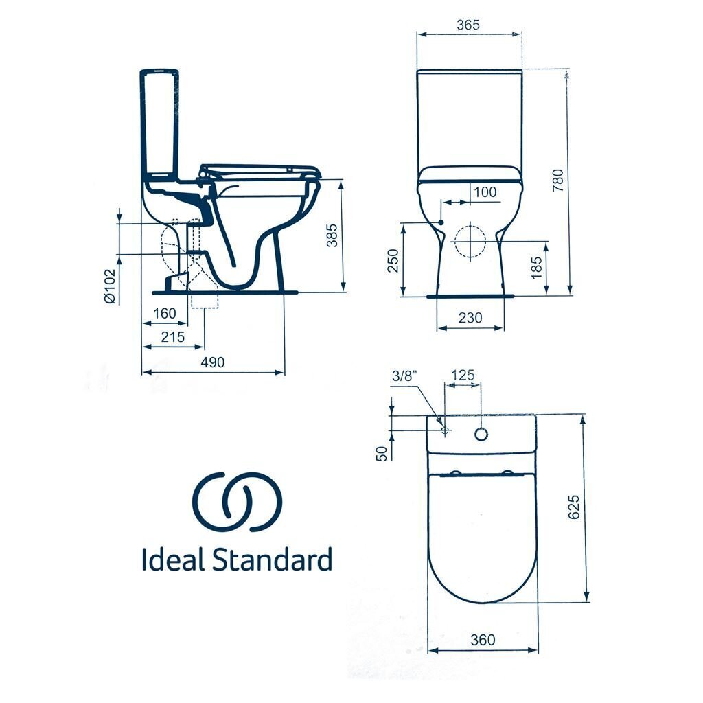 Wc Exacto IdealStandard, ääristeta, põhja väljalaskeava, 4/2,5 l Soft Close prill-laud hind ja info | WС-potid | hansapost.ee