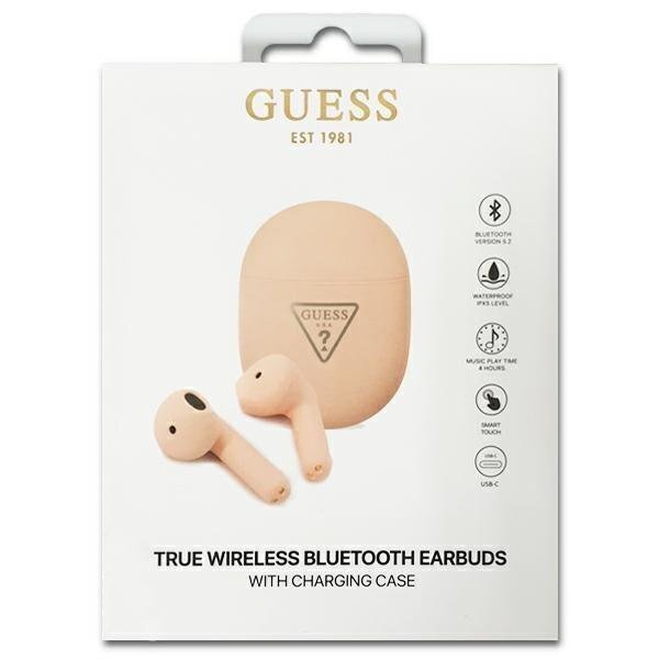 Guess GUTWST82TRP TWS Bluetooth headphones + docking station pink|pink Triangle Logo hind ja info | Kõrvaklapid | hansapost.ee