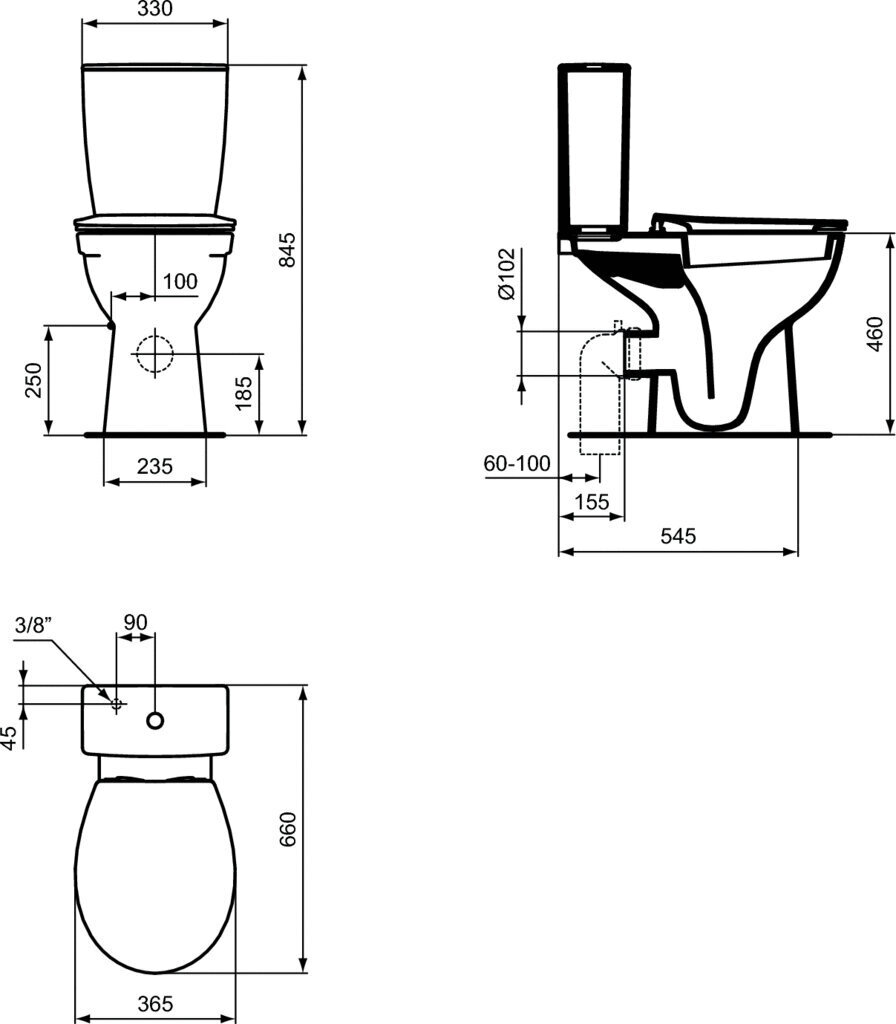 Wc-pott Eurovit+, külgmine sisselaskeava, 4,5/3l, Soft Close prill-laud цена и информация | WС-potid | hansapost.ee