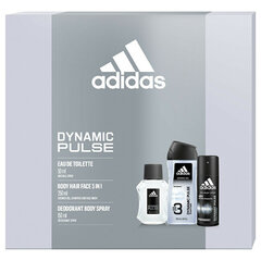 Komplekt meestele Adidas Dynamic Pulse: EDT, 50 ml + spreideodorant, 150 ml + dušigeel, 250 ml цена и информация | Мужские духи | hansapost.ee