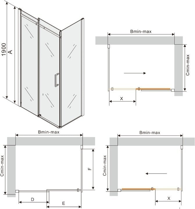 Dušikabiin Mexen Omega koos aluse ja sifooniga, Gold+White/Gold, 100x70,80,90,100 cm цена и информация | Dušikabiinid | hansapost.ee