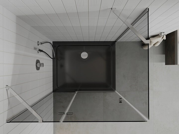 Dušikabiin Mexen Roma koos aluse ja sifooniga, Graphite+Black/Chrome, 100x80,90 cm hind ja info | Dušikabiinid | hansapost.ee