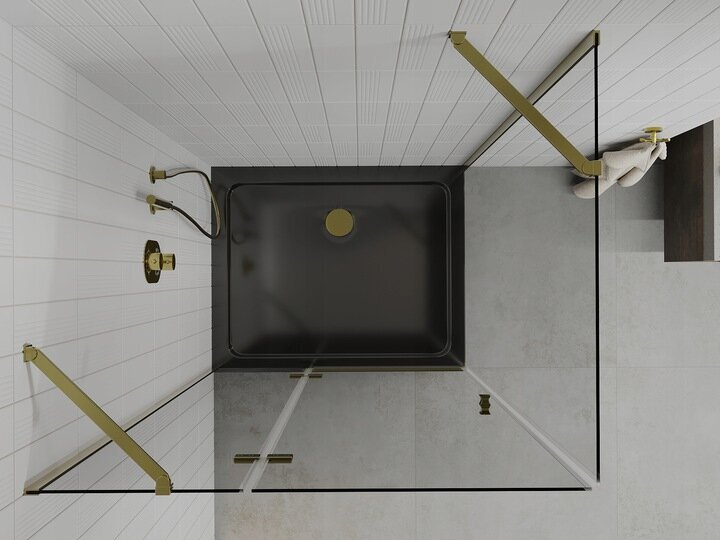 Dušikabiin Mexen Roma koos aluse ja sifooniga, Gold+Black/Gold, 120x80,90 cm hind ja info | Dušikabiinid | hansapost.ee