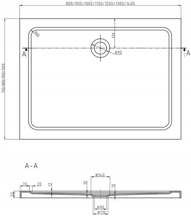 Dušialus ristkülikukujuline Mexen Flat Slim sifooniga, White+Chrome, 120 x 70, 80, 90, 100 cm hind ja info | Dušialused | hansapost.ee