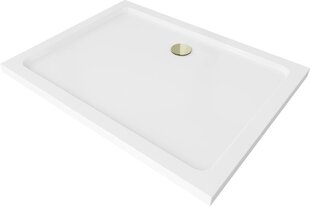 Ristkülikukujuline dušialus Mexen Flat Slim sifooniga, White+Gold, 80x70 cm цена и информация | Стойки для душа | hansapost.ee